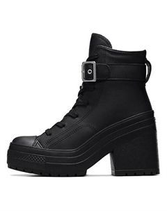 Кроссовки Chuck 70 De Luxe Heel Leather High Buckle Triple Black Womens Converse