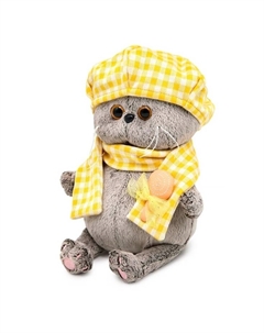 Мягкая игрушка «Кот Басик BABY в берете и шарфе в клетку», 20 см Басик и ко