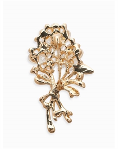 Брошь «Букет вербы», белая в золоте Qf