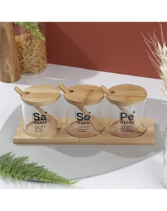 Набор банок для хранения «Перец, соль, сахар», 3 шт., 350 мл Дорого внимание