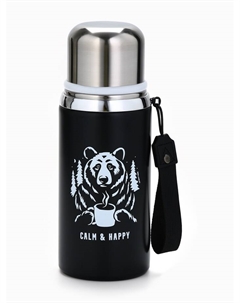 Термос Calm and happy, чёрный, 600 мл Сима-ленд