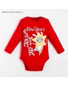 Боди с длинным рукавом «Winter party», рост 74-80 см, красный Крошка я