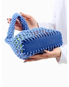 Сумка-авоська плетёная, клетка 1.5 см, синяя Take it easy