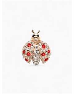 Брошь «Божья коровка», красно-белая в золоте Qf