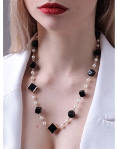 Бусы с жемчугом «Галантность», 90-110 см, чёрно-белые в золоте Qf