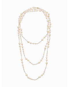 Бусы жемчужные, длинные, d=3.4, 5.6, 8.10, белые в золоте Qf