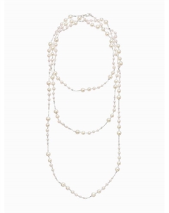 Бусы жемчужные, длинные, d=3.4, 5.6, 8.10, белые в серебре Qf