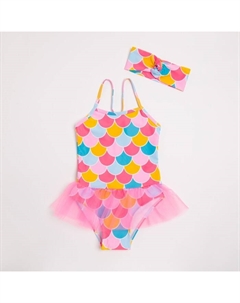 Купальник детский слитный с повязкой, розовый, рост 122-128 см Minaku