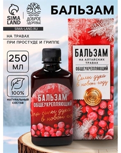 Бальзам «Силы духа» общеукрепляющий, на алтайских травах: шиповник, черноплодная рябина, боярышник, смородина, календула, чабрец, кипрей, валериана, мумиё, 250 мл. Доброе здоровье