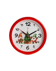 Будильник «Весёлые гномы», плавный ход, d=15 см, красный Рубин