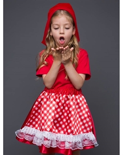 Карнавальный костюм "Красная шапочка" (юбка с фартуком, шапочка) размер 116-60 Пуговка