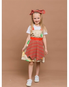 Карнавальный костюм «Бабка Ежка»: сарафан, фартук, бандана, р. 116 Пуговка