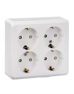 Розетка четверная SE "Этюд", 16 А, 250 В, накладная, с з/к, шторки, IP20, белая, PA16-208B Schneider electric