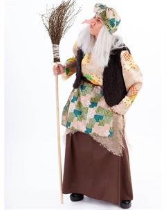 Карнавальный костюм взрослый «Баба Яга»: юбка, рубашка, жилетка, головной убор с париком, нос, р. 164 Пуговка