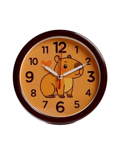 Будильник «Капибара», плавный ход, d=15 см, корпус коричневый Рубин