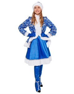 Карнавальный костюм «Снегурочка Сказочная»: кафтан, юбка, шапка, варежки, коса, имитация сапог Пуговка