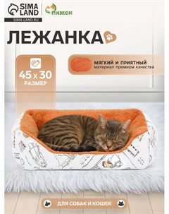 Лежанка для животных, двухсторонняя подушка, 45×30×15 см Пижон