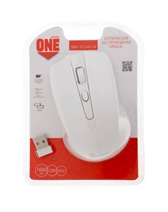 Мышь Smartbuy ONE 352, беспроводная, оптическая, 4 кнопки, 1600 dpi, USB, 1хАА, белая