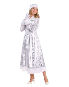 Карнавальный костюм новогодний «Снегурочка», шуба, шапка, варежки, пояс, рост 164, р-р. 52-54 Пуговка