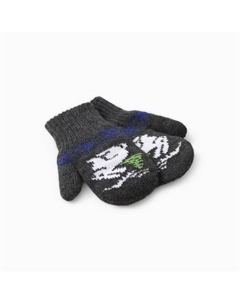 Варежки двойные детские «Зайчик», цвет серый, размер 12 Baranowool