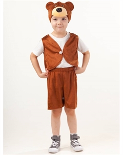 Карнавальный костюм "Медведь Потапик" (жилет, шорты, шапка) размер 110-56 Пуговка