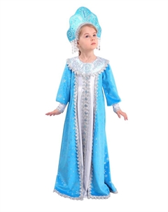 Карнавальный костюм детский «Снегурочка Сударушка»: платье, кокошник, р. 128 Пуговка