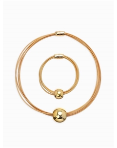 Набор 2 предмета: колье, браслет «Бусина на нитях», цвет золото Qf