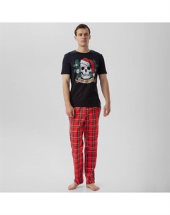 Пижама мужская (футболка, брюки) «Череп», чёрная, размер 56 Kaftan