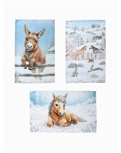 Набор кухонных полотенец «. Морозное утро», 28×44 см - 3 шт., вафля 160 г/м² Доляна