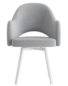 Стул КЛЕО сиденье Парма 1013 серый/ножки РИЛЛИ поворотные/белый матовый Столбург