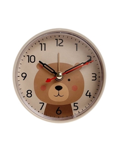 Будильник «Медвежонок», плавный ход, d=8 см, бежевый Рубин