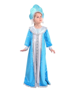 Карнавальный костюм детский «Снегурочка Сударушка»: платье, кокошник, р. 116 Пуговка