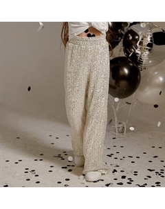 Брюки из пайеток, размер 34 (122-128 см), серебряные Kaftan