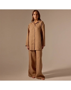 Пижама женская (рубашка, брюки) SL Home Linen, размер M, кофейная Sima-land home