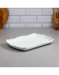 Тарелка Wave, прямоугольная, 2.2 л, Иран, фарфор, белая Керамика ручной работы