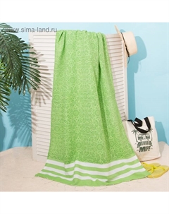 Полотенце для ванны Пештемаль "Персия" 90х170см, 150г/м,80% хл, 20% п/э, зеленый Этель