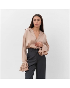 Блузка шелковая с воланами женская, размер 44, бежевая Mist