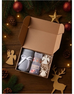 Новогодний подарочный набор «Настоящее счастье» плед и аксессуары Этель