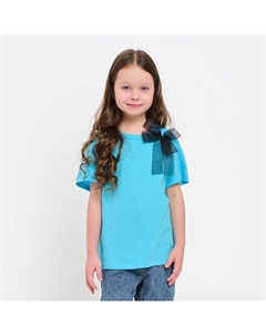 Футболка для девочки «Бантик», голубая, размер 32, рост 110-116 см Kaftan