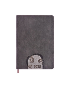 Ежедневник датированный .HONG KONG, А5, 2025, твёрдая обложка из искусственной кожи, 176 листов, графит, с рисунком Alpha-trend