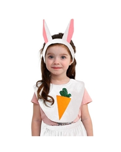 Карнавальный набор «Зайка белый», плюш, манишка с морковкой, хвост, головной убор, рост 98-128 см Страна карнавалия