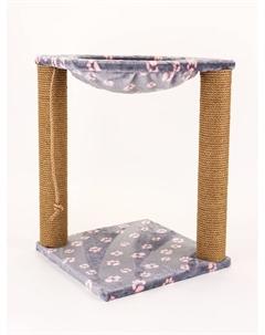 Когтеточка c гамаком, 40×40×50 см, джут, розовая пантера Зверьё моё