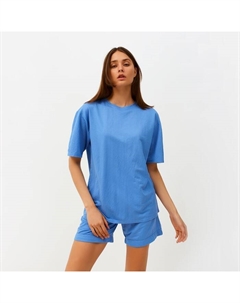 Костюм женский (футболка, шорты) : Casual collection цвет голубой, размер 48 Minaku