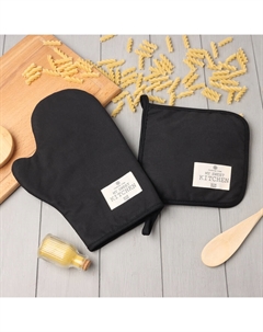 Набор кух. "Kitchen" цв.черный, варежка-прихватка 20х28см, прихватка 19х19см,100% хл Этель