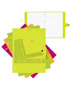 Тетрадь на кольцах А4, 80 листов в клетку «Neon», пластиковая обложка на кнопке, блок офсет, белизна 100%, МИКС Erichkrause