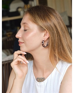 Серьги кольца «Тёмный леопард» d=4.5 см Qf