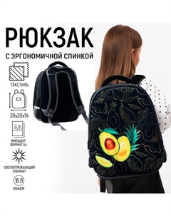 Рюкзак школьный, каркасный, 39×30×14 см «Авокадо» Calligrata