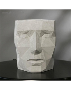 Кашпо полигональное из гипса «Голова», серое, 16×20 см See you home