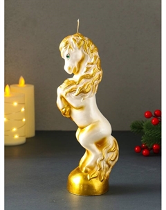 Свеча декоративная «Конь на дыбах», белый, 9×6.2×25.5 см Омский свечной завод