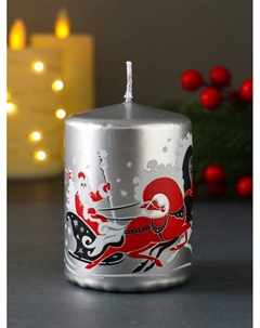 Свеча пеньковая «С Новым годом!», 6×6×8 см Омский свечной завод